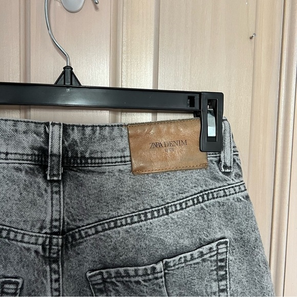 Zara Straight leg acid washed black gray raw frayed hem jeans 9589 - Picture 5 of 11